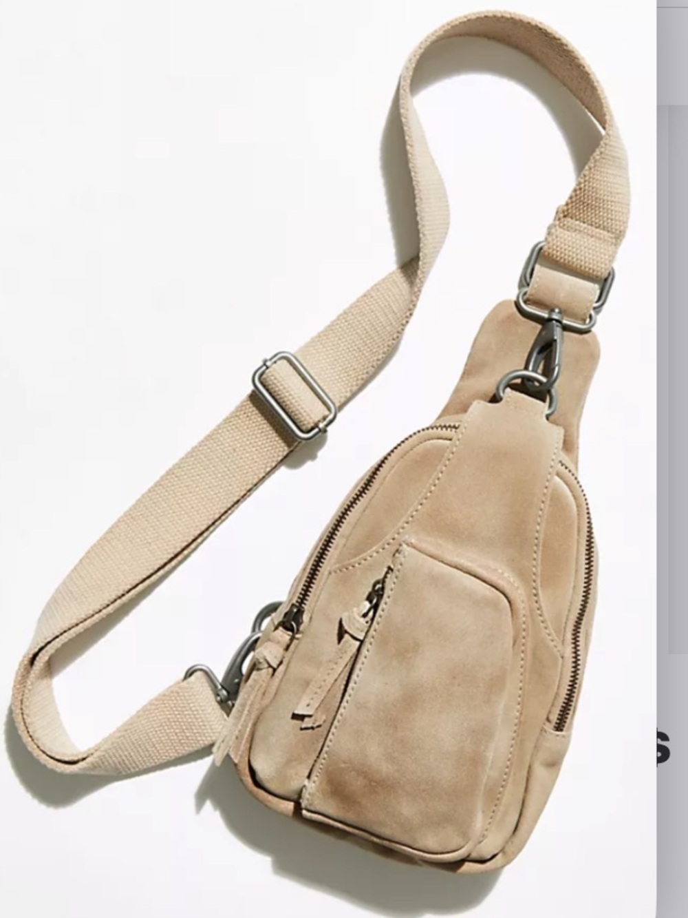 Free People Beige Hudson Suede Crossbody Sling Bag